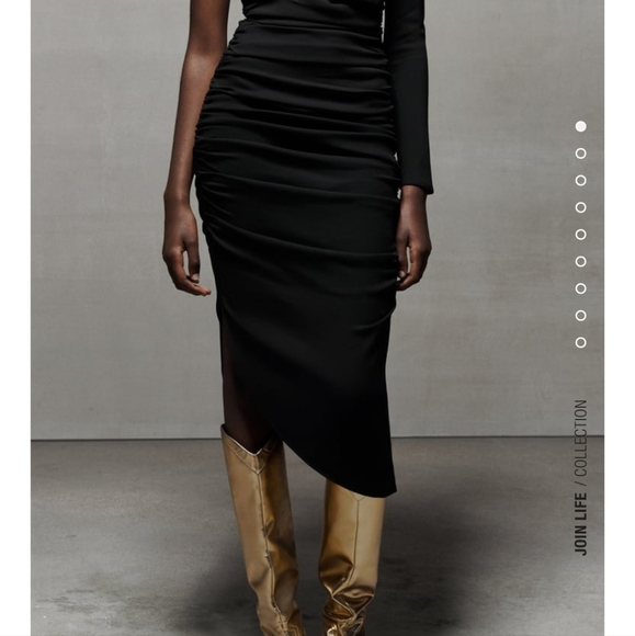 Zara NWT 38 7.5 Gold metallic patent leather boots cowboy heels patent b… - Picture 4 of 13